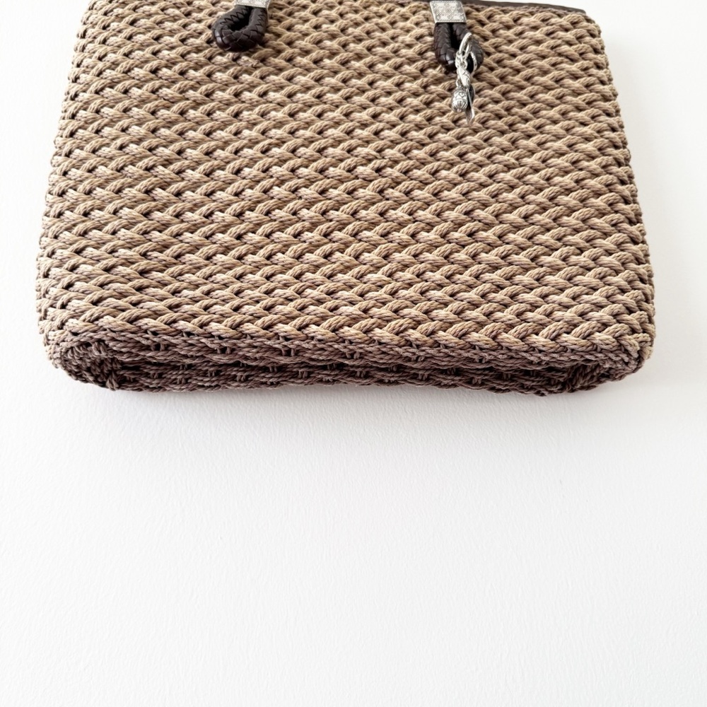 Brighton Rita Woven TriColor Jute Straw Tote Bag Purse Silver Charms - Picture 4 of 9